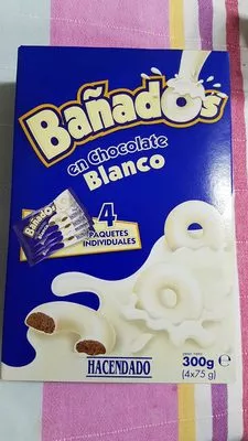 Bañados en chocolate blanco Hacendado 300g (4x75g), code 8480000145208