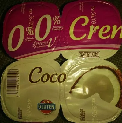 Cremoso coco 0% Hacendado , code 8480000201706