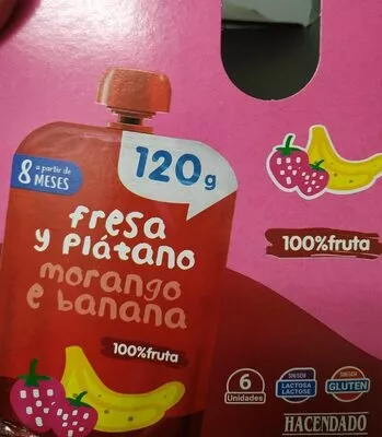 Fresa y plátano 100% fruta Hacendado , code 8480000320100