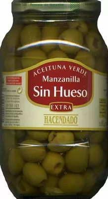 Aceitunas sin hueso Hacendado 835 g (neto), 400 g (escurrido), 850 ml, code 8480000330536