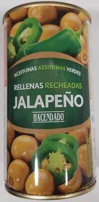 Aceitunas Verdes Rellenas De Jalapeño Hacendado 350 g (neto), 150 g (escurrido), 370 ml, code 8480000331786