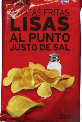 Patatas fritas lisas al punto justo de sal Hacendado 220 g, code 8480000333322