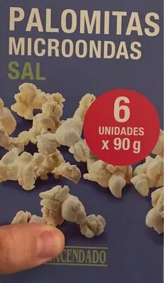 Palomitas microondas sal Hacendado 6 x 90 g, code 8480000342119