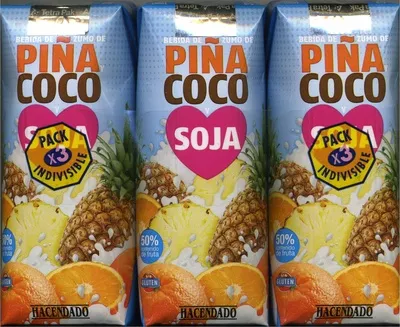 Piña coco soja Hacendado 990 ml (3 x 330 ml), code 848000039117