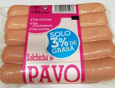 Salchichas de pavo 3% grasa Hacendado 2 x 200 g, code 8480000531476