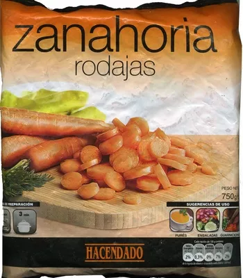 Zanahorias en rodajas congeladas Hacendado 750 g, code 8480000611123