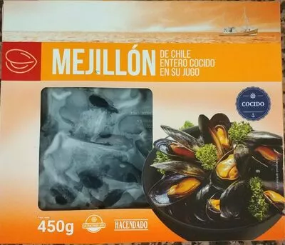 Mejillón de chile entero cocido en su jugo Hacendado 450 g, code 8480000624956