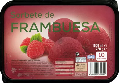 Sorbete de frambuesa Hacendado 720 g, 1000 ml, code 8480000644749