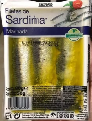 Sardina Marinada Hacendado 80 g peso neto, code 8480000804129