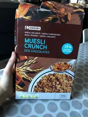 Muesli crunch dos chocolates Eroski 500 g, code 8480010000214