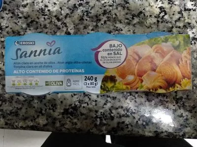 Sannia: Atún claro en aceite de oliva Eroski 240 g, code 8480010017434