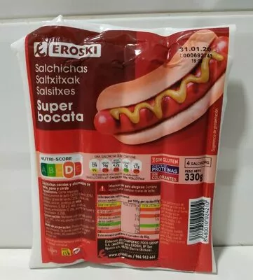 Salchichas Super Bocata Eroski 330 g, code 8480010024210