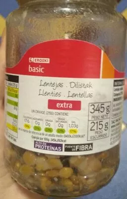 Lentejas Eroski 215 g, code 8480010027778