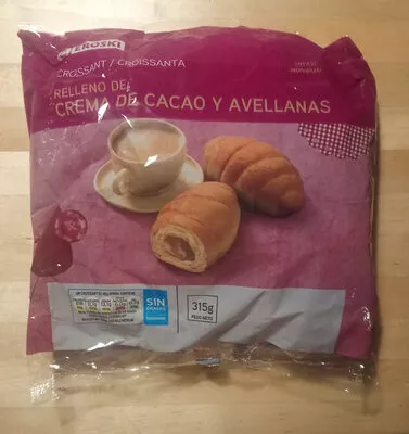 Croissant relleno de crema de cacao y avellanas Eroski 315g, code 8480010028454