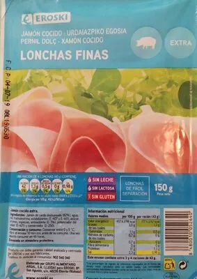 Jamón cocido lonchas finas Eroski , code 8480010052640