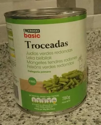 Judías verdes redondas troceadas Eroski 420 g, code 8480010100051