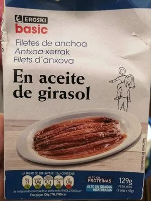 Filetes de anchoa en aceite de girasol Eroski , code 8480010100280