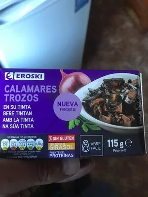 Calamares trozos en su tinta Eroski 115 g, code 8480010106671