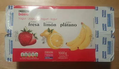 Yogures de fresa, limón y plátano Eroski 1000g, code 8480010150339