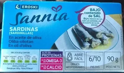 Sardinas enlatadas Eroski , code 8480010167900