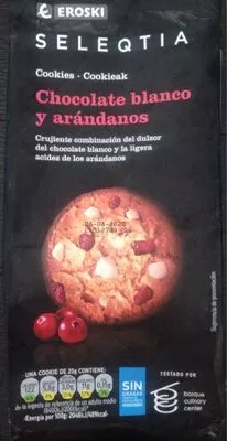 Seleqtia cookies chocolate blanco y arándanos Eroski 200 g, code 8480010168457