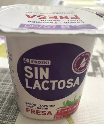 Yogur sin lactosa fresa Eroski , code 8480010180619