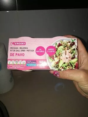 Pechuga de pavo al natural Eroski 2 x 80 g, code 8480010185539