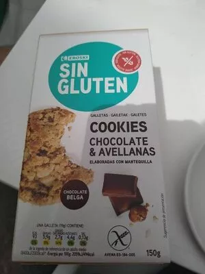 Cookies chocolate y avellanas sin gluten Eroski , code 8480010189285