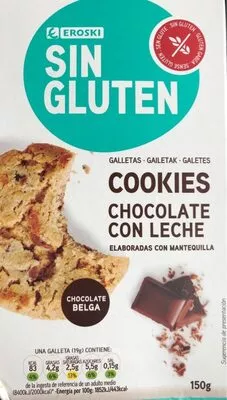 Sin gluten - Cookies de chocolate con leche Eroski , code 8480010189292