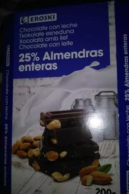 chocolate con leche y almendras Eroski 200g, code 8480010194821