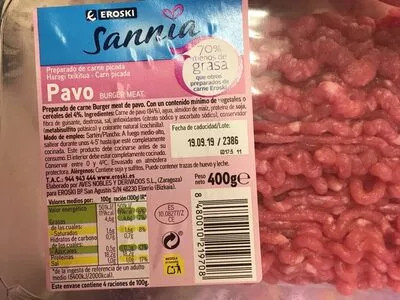 Preparado de carne picada de pavo Eroski 400 g, code 8480010219708