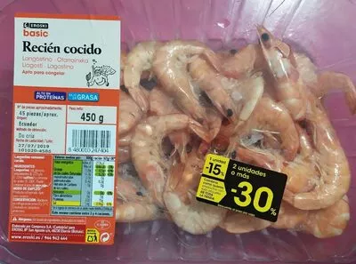 Langostino recien cocido Eroski , code 8480010247404