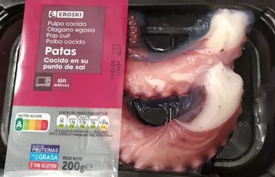 Pulpo cocido patas Eroski 200 g, code 8480010289749