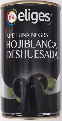 Aceituna negra hojiblanca deshuesada Eliges 350 g neto, 150 escurrido, 370 ml, code 8480012009086