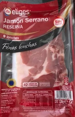 Jamón serrano reserva Eliges, IFA , code 8480012016831