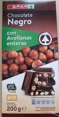 Chocolate negro con avellanas enteras Spar 200 g, code 8480013152897