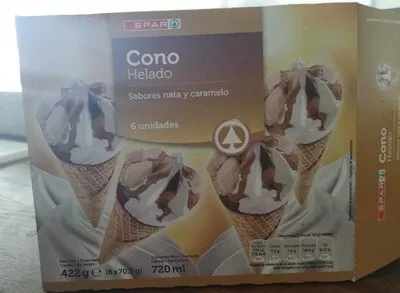 Cono helado sabores nata y caramelo Spar , code 8480013201335