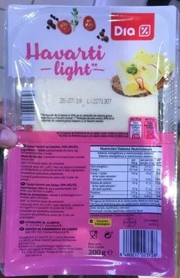 Havarti light Dia 200 g, code 8480017023728