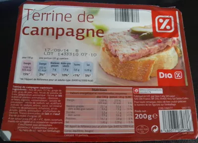 Terrine de campagne Dia 200 g, code 8480017035738