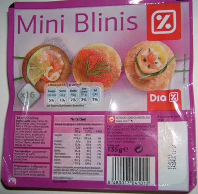 Mini Blinis Dia 135 g, code 8480017041012