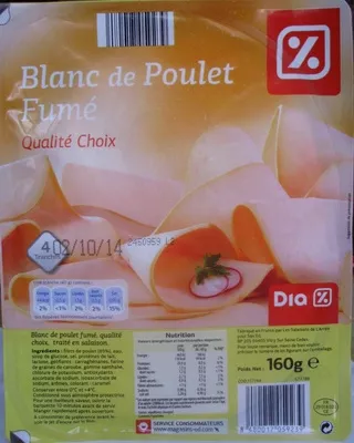 Blanc de Poulet Fumé (Qualité Choix) 4 Tranches Dia 160 g , code 8480017059239