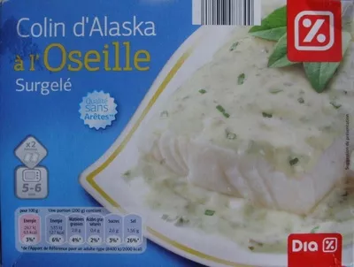 Colin d'Alaska à l'Oseille, Surgelé Dia 400 g (2 x 200 g), code 8480017087300