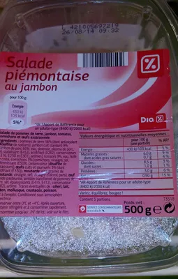 Salade Piémontaise au jambon Dia 500 g, code 8480017120502