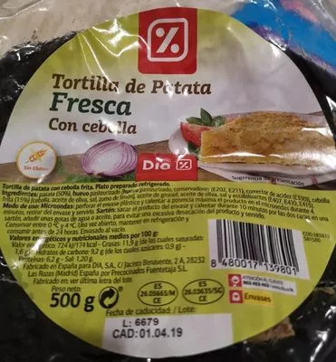 Tortilla de Patata fresca con cebolla Dia 500 g, code 8480017139801