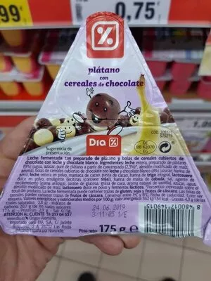 Plátano con cereales de chocolate Dia 175 g, code 8480017149015