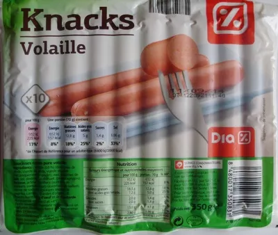 Knacks Volaille (x 10)  Dia 350 g , code 8480017350831