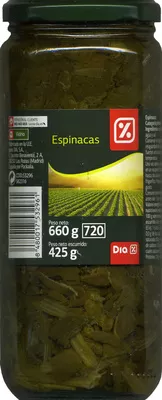 Espinacas Dia 660 (neto), 425 (escurrido). 720 ml, code 8480017532961