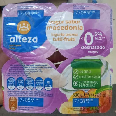 Yogurt sabor macedonia Alteza 500 g (4x125g), code 8480024649386