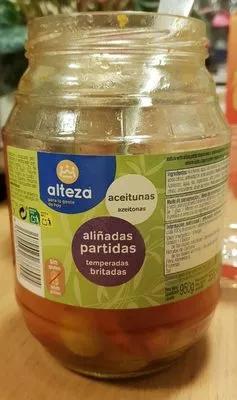 Aceitunas aliñadas partidas Alteza, Euromadi Ibérica S.A. 950 g neto, 550 g escurrido, 960 ml, code 8480024738004