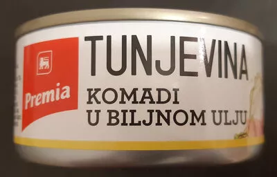 Tunjevina komadi u biljnom ulju Premia, Delhaize 160g, code 8600197254761